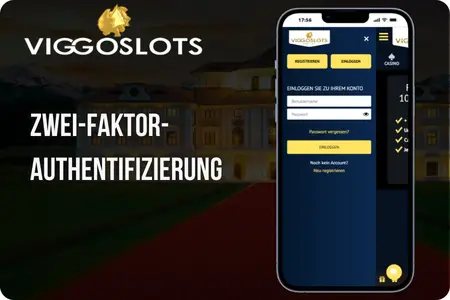 Viggoslots Casino Zwei-Faktor-Authentifizierung auf dem mobilen Login-Bildschirm