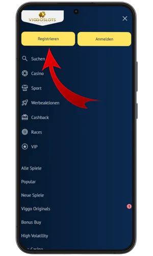 Registrierungs-Schaltfläche Viggoslots